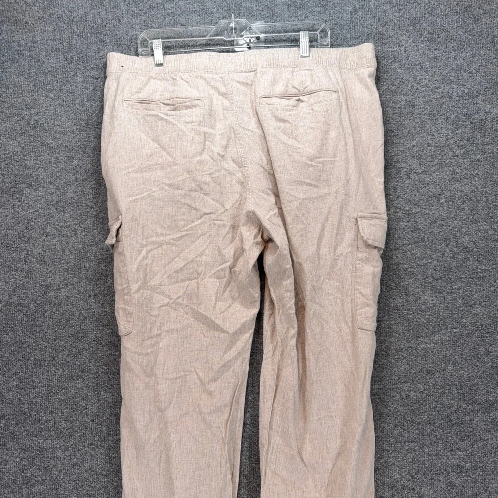 Abercrombie & Fitch Cargo Joggers Mens XXL Tan Linen Blend Stretch Casual Pants